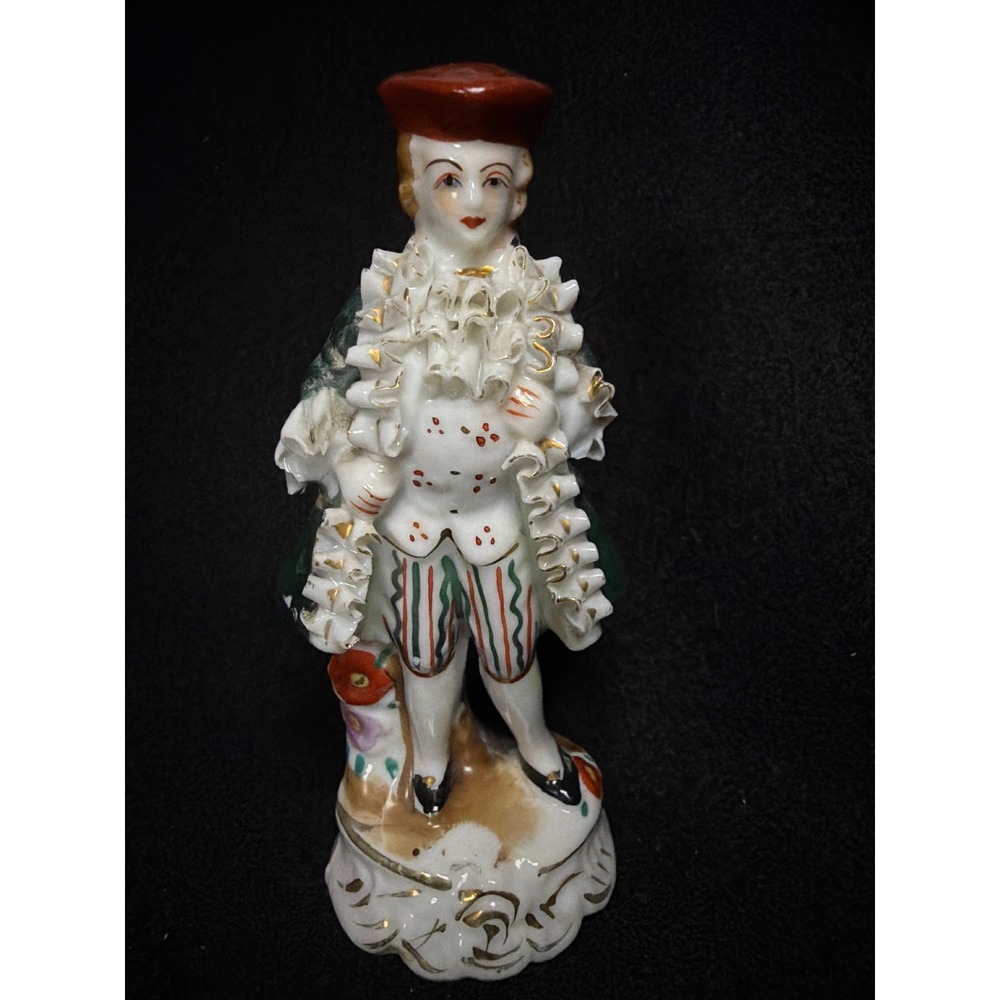 Vintage Made in Occupied Japan Porcelain Colonial Gentleman Figurine Green 5"‎